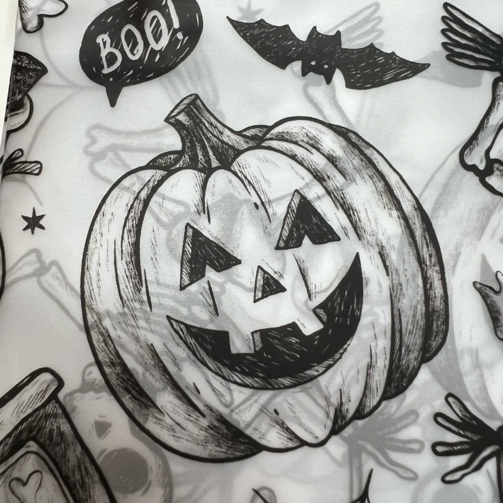 Halloween Charcoal Sketch Images Peva Shower Curtain Metal Grommets Black Potion